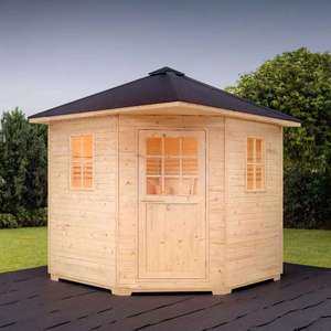 Sauna de Vapor Húmedo Impermeable para Exteriores, Cabina de Sauna Tradicional de Madera Sólida de Cedro Rojo y Hemlock para 6-8 Personas, para Jardín o Patio - Product Image 2