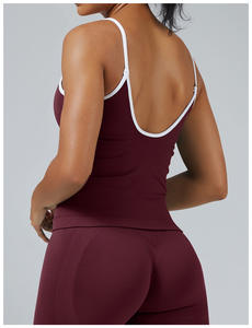 قميص رياضي نسائي بدون خياطة بظهر على شكل حرف U، سترة يوغا بحمالات رفيعة، قمصان تمارين رياضية بدون أكمام للصالة الرياضية - Product Image 2