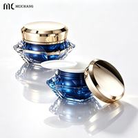 Pot à crème double couche en acrylique à facettes, 50g, pour emballage cosmétique haut de gamme