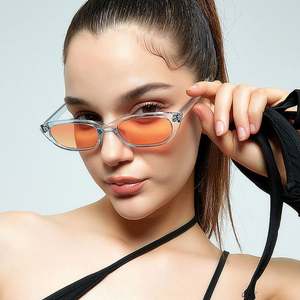 Gafas de Sol Retro de Moda al por Mayor, Color Caramelo, Protección UV400, Montura Ovalada Pequeña Transparente, para Hombre y Mujer - Product Image 1