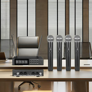 Nuova tecnologia microfono <span class=keywords><strong>Wireless</strong></span> a 4 canali a buon mercato prezzo UHF frequenza regolata ID rumore bloccato cancella fase di metallo portatile - Product Image 2