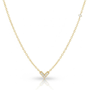 Collar Minimalista con Corazón de Diamantes, Hecho en Oro Sólido de 14K, Colgante de Corazón Pequeño y Delicado, Joyería Fina para Uso Diario en Capas - Product Image 3