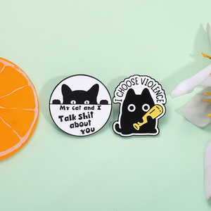Elijo la violencia gato esmalte pines personalizados mi gato y hablo mierda de TI broche solapa insignia dibujos animados Animal joyería amigo regalo - Product Image 4