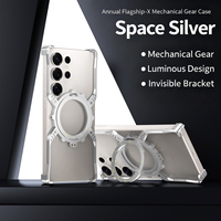 Protector de Teléfono Celular de Metal con Diseño de Lujo, Hueco, para S25/S24/S23/S22 Ultra, Aleación de Aluminio, Magnético, Luminoso, sin Marco
