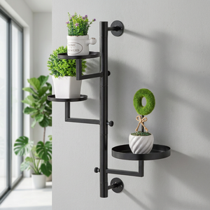 3-Tier Modern Rotating Hanging <b>Window</b> Indoor Plant <b>Shelves</b> Powder Coated Metal Wall Plant Holder for Multiple Indoor Plants - Product Image 1
