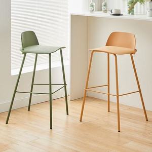 Taburete de Bar Moderno Minimalista con Estructura Metálica Nórdica, Respaldo Alto, para Cafetería, Tienda de Té con Leche, Recepción, Mueble Comercial No Plegable - Product Image 1