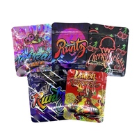 Sacs en Mylar personnalisés imprimés de 0,125 oz, pochettes verticales anti-odeur refermables avec fermeture éclair, résistantes aux enfants, pour emballage alimentaire et produits comestibles