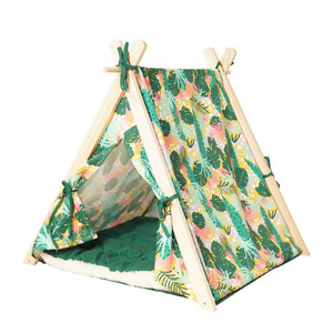 Casa para Mascotas con Forma de Triángulo y Estructura de Madera, Fácil de Limpiar, Tamaño Pequeño, para Uso en Todas las Estaciones, Ideal para Vacaciones en la Selva - Product Image 5