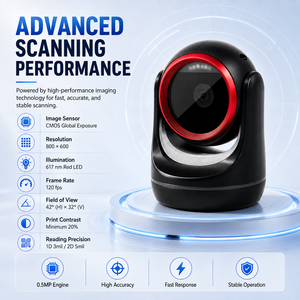 เครื่องสแกนบาร์โค้ดแบบตั้งโต๊ะ X33 ความเร็วสูง 2 มิติ สีดำ USB CMOS 120fps อ่านโค้ด QR สำหรับการชำระเงินในร้านค้าปลีก - Product Image 2