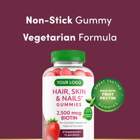 Gummies Cheveux, Peau & Ongles avec 2500mcg de Biotine, Vitamines C & E, Antioxydant pour le Soutien de la Beauté des Adultes, 60 Gummies, Végétaliens, Certifiés GMP