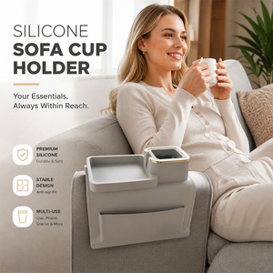 Plateau de rangement pour accoudoir de canapé en silicone OEM ODM, couleur personnalisée, porte-gobelet pour télécommande, boissons et collations - Product Image 1
