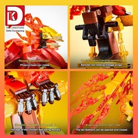 Ensemble de blocs de construction DK Fire Phoenix, 938 pièces, ailes mobiles, modèle d'oiseau qui bat des ailes, avec support d'affichage, jouet DIY, cadeau pour garçons