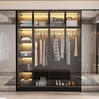 Design Italien Mobilier de Chambre Moderne Armoire en Verre Penderie en Bois pour Chambre à Coucher Rangements de Chambre