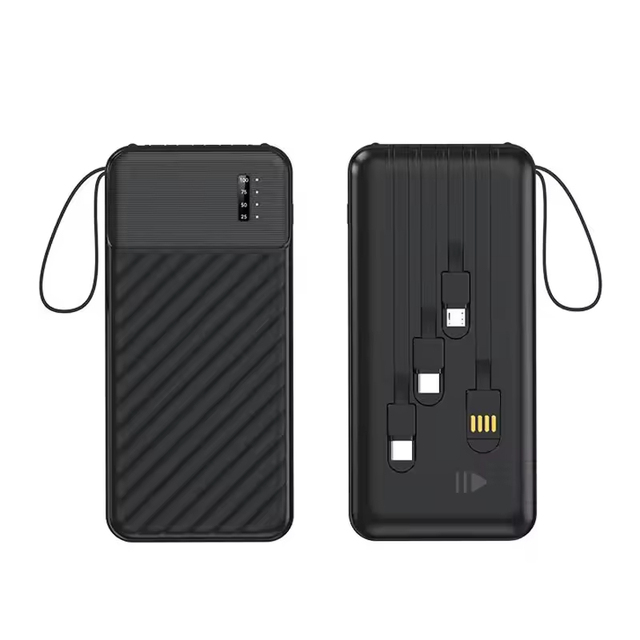 Wholesale Cheap 20000mAh Power Bank Built in LED 4 Charging Cables and Lamp Powerbank Custom logo Power Banks