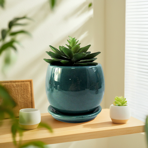 Piattaforma in ceramica succulenta e <span class=keywords><strong>Cactus</strong></span> piantatrice in gres cotto <span class=keywords><strong>con</strong></span> vassoio per la decorazione del giardino di casa e uso della scuola materna - Product Image 3