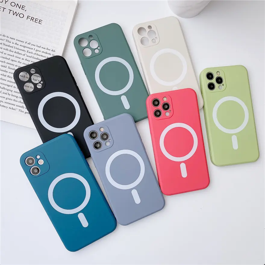 Liquid Silicone Magnet Case for IPhone 11 12 13 14 Pro Max Mini XS XR X 7 8 Plus SE 2 Wireless Charger Mac Safe Soft Cover
