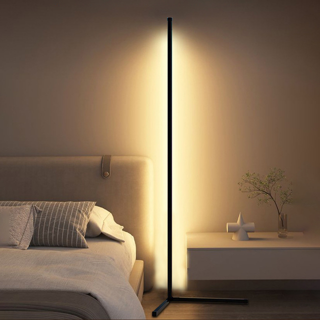 Modern LED Floor Lamp Minimalist Corner Light Remote Control Dimmable Standing Lamp Bedroom Living Room Ambient Lighting
