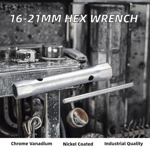 Latest Quality Professional 16-<b>21mm</b> Tubular Angled Double Open L Type Hexagonal <b>Socket</b> Wrench Nickel Coated Chrome - Product Image 2