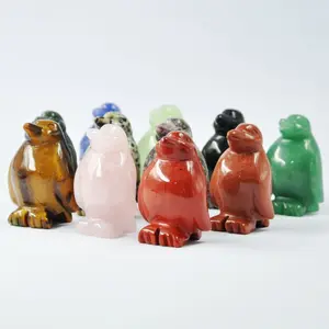 Figurine de sculpture en pierre de savon naturelle de pingouin sculpté à la main en pierre totem, 1.5 pouces/2 pouces