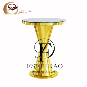Modern Hotel Party Event Outdoor Stainless Steel Cocktail <b>Bar</b> <b>Table</b> with Gold Frame for Commercial Use - Product Image 5
