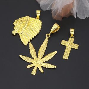 JXX Colgante de Latón Chapado en Oro de 24K para Mujer, Estilo Hip Hop, Cruz de Arce, Joyería de Momia para Niños - Product Image 1