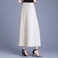 Jupes pour femmes de haute qualité OEM, élégantes, taille haute, unies, fluides, coupe trapèze, longueur midi, pour le bureau, décontractées, professionnelles