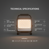 Lampe LED portable, projecteur LED extérieur sécurisé avec port de charge, LED rechargeable, projecteur LED pour le camping