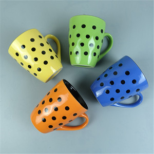 Tasse à café en céramique, avec points peints à la main, accessoire pour le thé <span class=keywords><strong>mocha</strong></span>, en porcelaine imprimé, 12 oz, nouveauté - Product Image 3