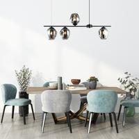 Plafonnier suspendu en métal noir de forme nordique moderne, lampe en verre, lampe de Table à manger, lampe suspendue décorative