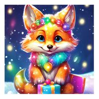 Ever Moment Kit de Peinture Diamant Renard de Noël, Mosaïque Animale, Art Gemme Aurore Boréale, Décoration Murale Personnalisée ASF3075