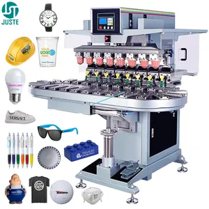 Multi 8 Color Pad Printing Machine Tampo Pneumatic Pad Printer With Conveyor For Watch Dial Toys Clothes Shoe Sandals