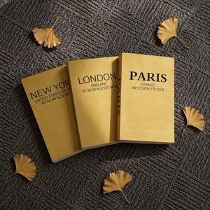Boîte cadeau décorative dorée haut de gamme en forme de livre, série Lettres de la ville, ornement de bureau pour l'inauguration de la maison, cadeau - Product Image 3