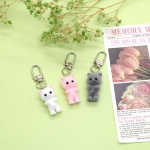 Wholesale Flocking Animals Cartoon Cats Keychain Resin <b>Doll</b> Fashion Pendants Kawaii Plush Cat Keychain Bag Charms <b>Accessories</b> - Product Image 3