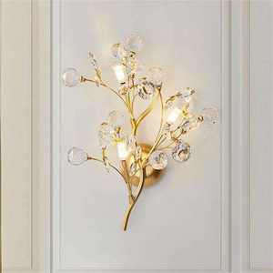 New Style Romantic Gold <b>Tree</b> Branch Wall Lamp Bedroom Bedside Aisle Background Multi-head Sconces Lighting - Product Image 1