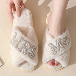 Pantofole da <span class=keywords><strong>donna</strong></span> a punta aperta, morbide, da interno ed esterno, per camera da letto, ciabatte incrociate, per <span class=keywords><strong>sposa</strong></span> e invitati a matrimoni - Product Image 5