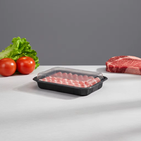 Boîte en plastique personnalisée jetable pour l'emballage de viande de bœuf, de saucisses, de poisson frais, en forme de coquille
