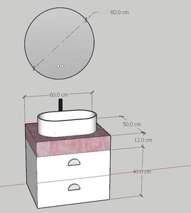 Meuble de salle de bain autoportant en céramique avec vasque, en pierre de Feng Shui, couleur crème - Product Image 5