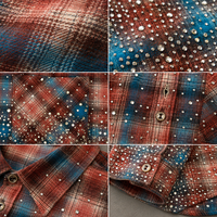 Chemise en flanelle à carreaux pour homme, en coton épais, effet éclaboussures de peinture et vieilli, design 2026, prix usine, pour marques streetwear, personnalisable