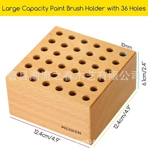 <b>Wooden</b> <b>drill</b> <b>bit</b> storage rack with multiple holes, office desk marker and paintbrush storage rack, multi-purpose makeup holder - Product Image 4