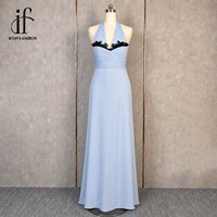 Robe de soirée sirène délicate et sexy pour femme, col halter en V, avec bordure en dentelle noire, taille froncée, dos nu, longue, pour bal de promo et soirées formelles