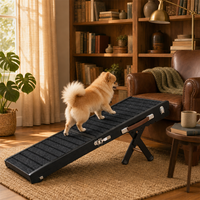 Rampe pour animaux de compagnie, cadre noir, pliable, pieds réglables, tapis antidérapant à nervures, bord incurvé, crochet, pieds en caoutchouc antidérapants, 80x30cm, pour chien