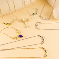 Nouveautés 2026 : Collier pendentif goutte en acier inoxydable avec zircon en forme de bois de cerf pour femme – Idéal comme cadeau