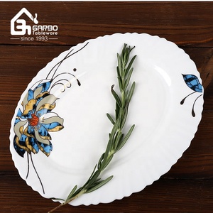 Assiette ronde en verre <span class=keywords><strong>opale</strong></span> de 9.2 pouces Assiette plate en verre <span class=keywords><strong>opale</strong></span> blanc personnalisée allant au micro-ondes pour plat à dessert Assiettes trempées à <span class=keywords><strong>vendre</strong></span> - Product Image 4