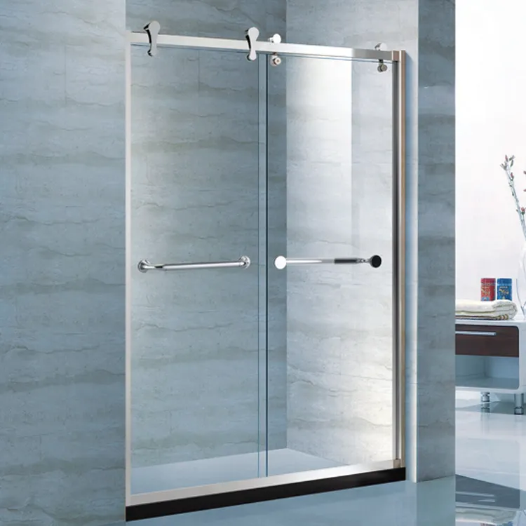 Modern tasarım çerçevesiz cam duş kapıları banyo ücretsiz ayakta sürgülü duş cam kapılar