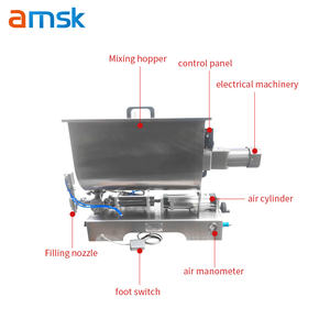 Máquina de llenado de pasta agitadora horizontal neumática con <span class=keywords><strong>tolva</strong></span> en forma de U, máquina de llenado rotativa, máquina de llenado de mantequilla de maní - Product Image 4