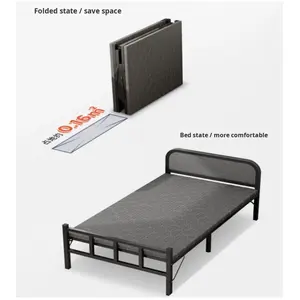 <span class=keywords><strong>Lit</strong></span> pliant simple et très économique pour la sieste, 190 cm, cadre en fer, panneau rigide, idéal pour la maison ou le bureau - Product Image 4