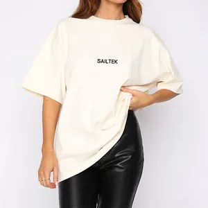 लघु आस्तीन भारी कपास टी शर्ट महिलाओं के लिए 100% कपास उच्च गुणवत्ता वाले कस्टम मुद्रण महिलाओं की टी-शर्ट