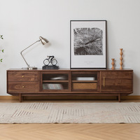 Ensemble meuble TV et table basse en bois de cerisier massif de style nordique, mobilier de salon moderne de style japonais, réglable et coulissant