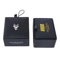 Vente en gros Boîte d'emballage de boutons de manchette de luxe en cuir de haute qualité avec logo personnalisé pour hommes d'affaires