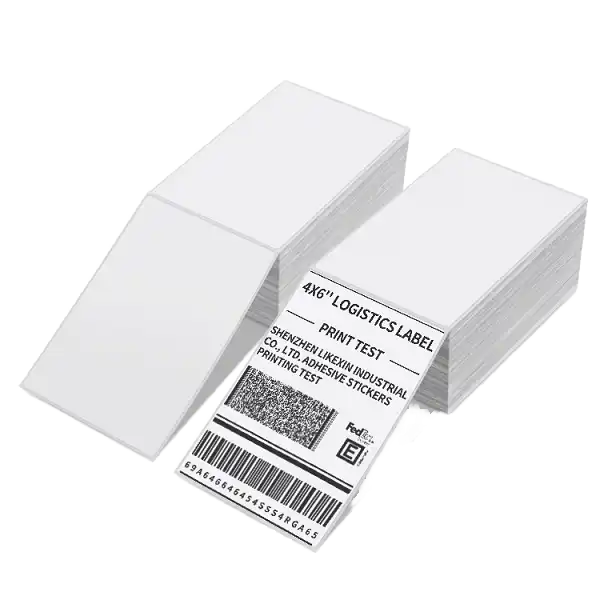 Eco-Friendly 4'' X 6'' Adhesive Sticker Fanfold Labels Waterproof Feature for Supermarket Shipping Promotion Packaging